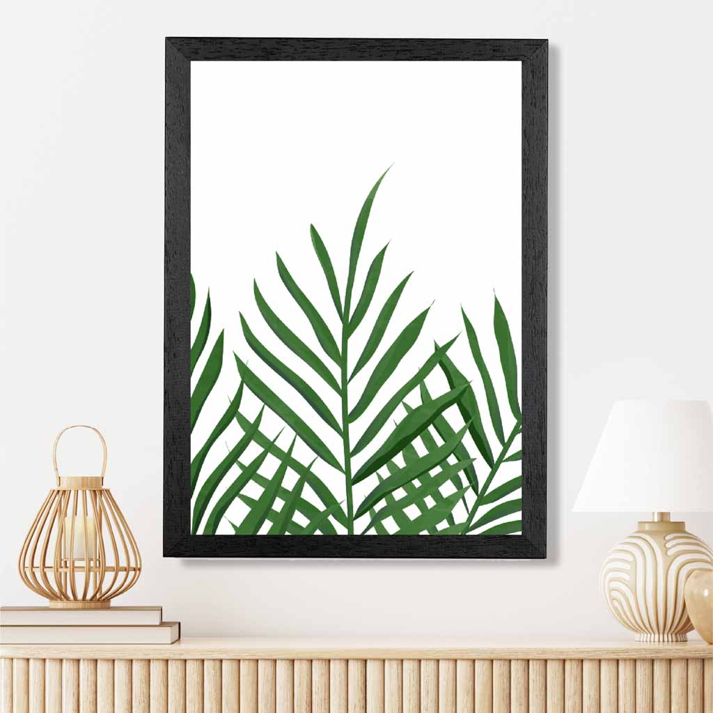 Simple Botanical Green Palms Art Print | Wall Art Plaza