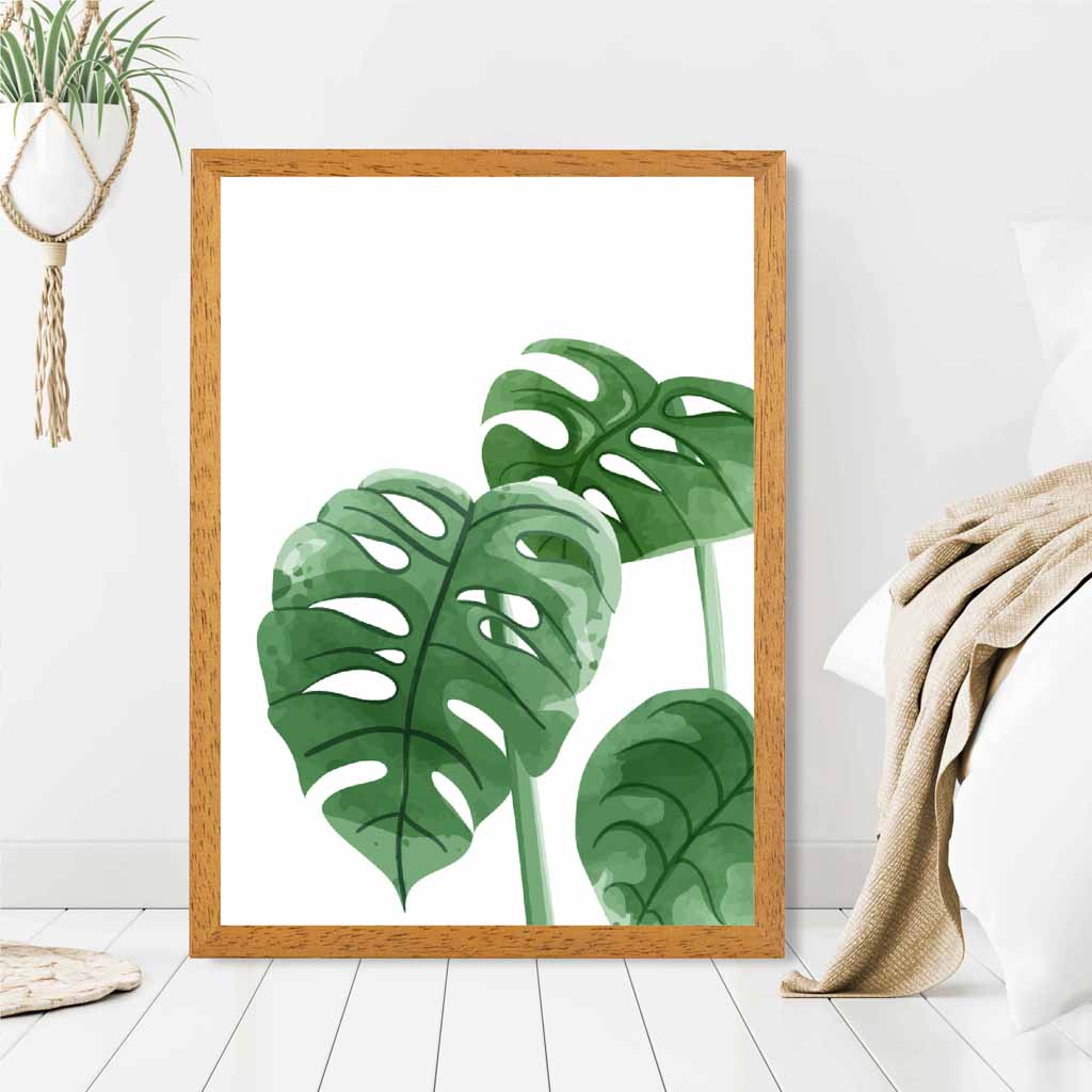 Simple Botanical Green Monstera Art Print | Wall Art Plaza