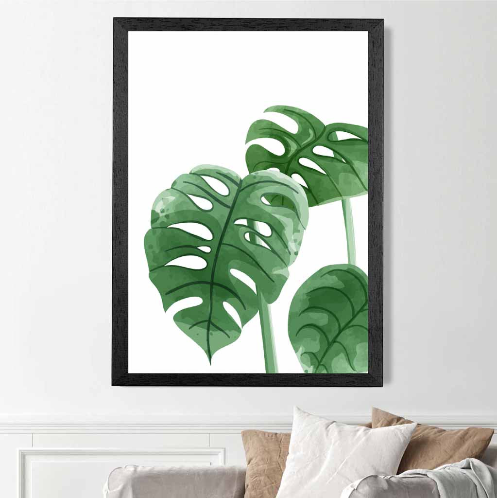 Simple Botanical Green Monstera Art Print | Wall Art Plaza