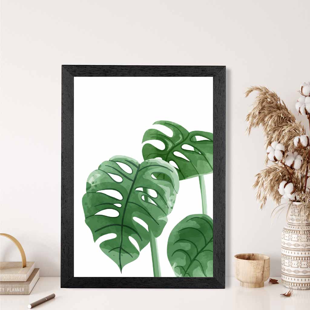 Simple Botanical Green Monstera Art Print | Wall Art Plaza