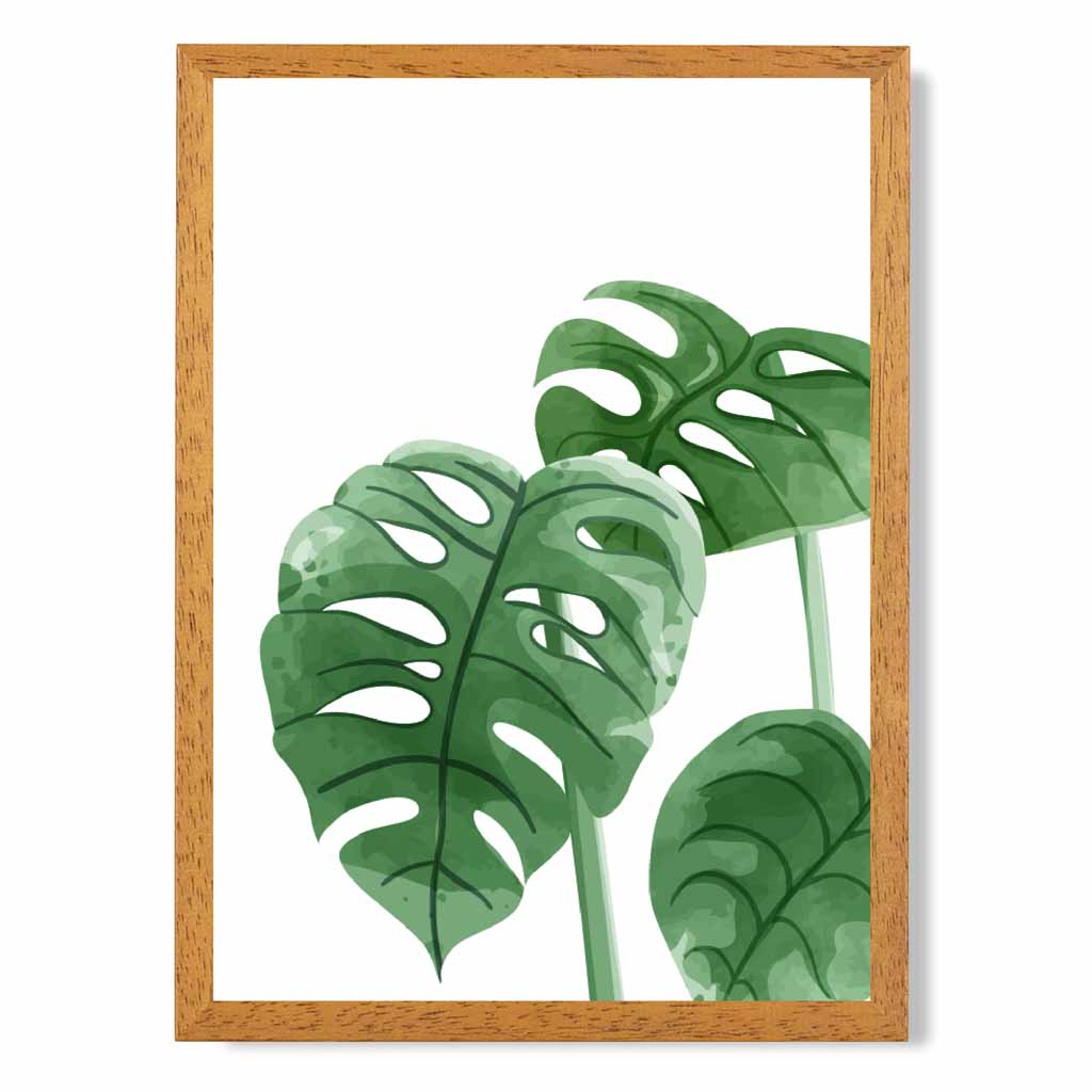 Simple Botanical Green Monstera Art Print | Wall Art Plaza