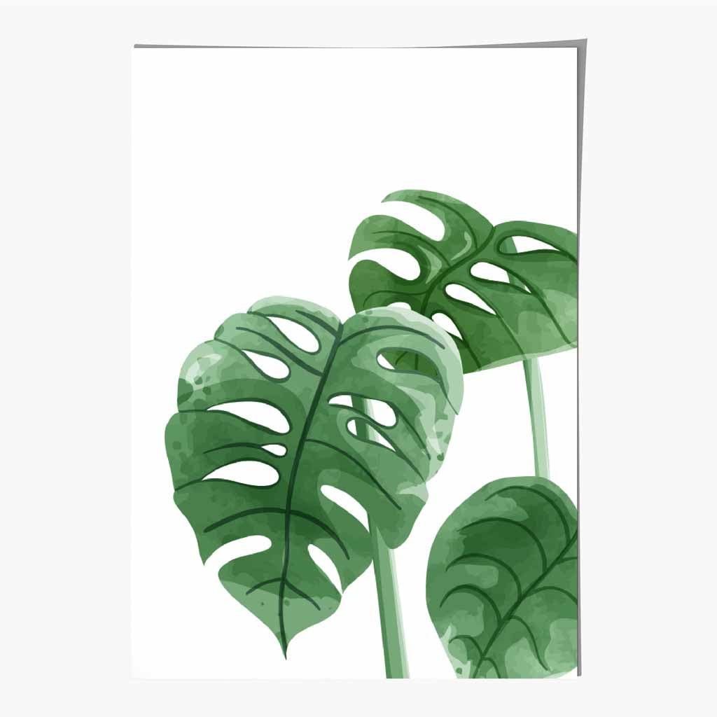 Simple Botanical Green Monstera Art Print | Wall Art Plaza