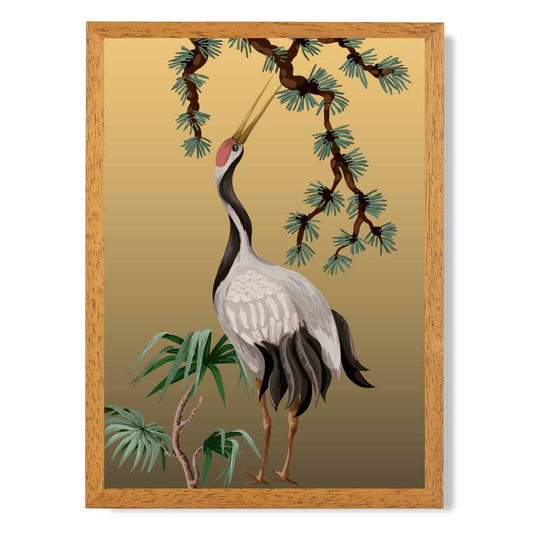 Modern Colourful Japanese Crane No 1 Art Print | Wall Art Plaza