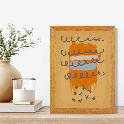 Modern Abstract Yellow, Orange & Grey Line Art Art Print | Wall Art Plaza