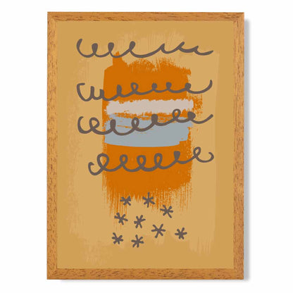 Modern Abstract Yellow, Orange & Grey Line Art Art Print | Wall Art Plaza