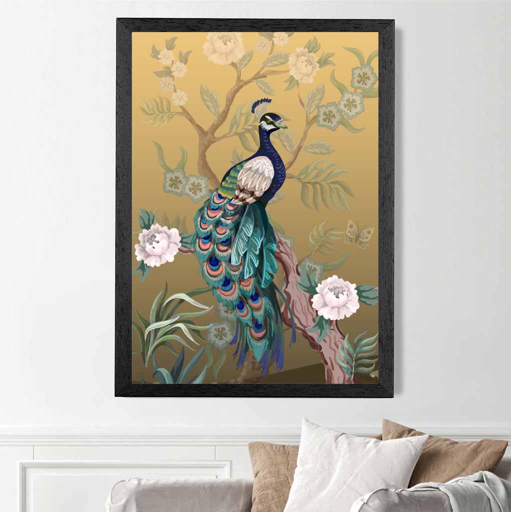 Modern Colourful Japanese Peacock Art Print | Wall Art Plaza