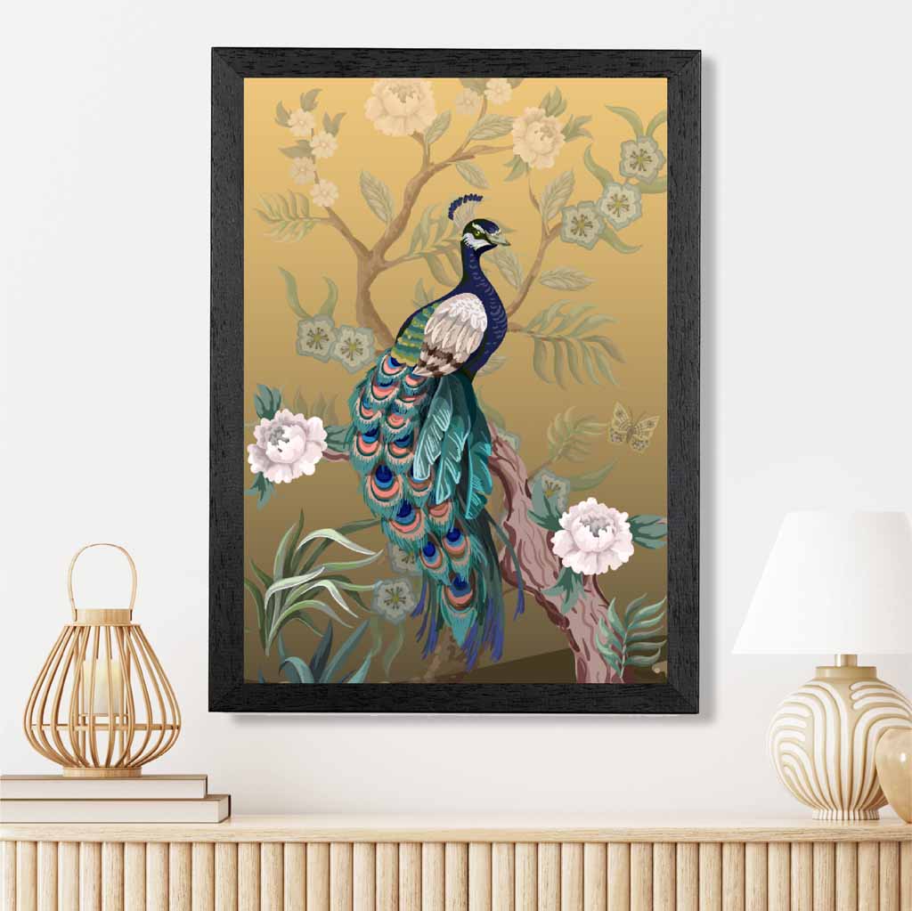 Modern Colourful Japanese Peacock Art Print | Wall Art Plaza