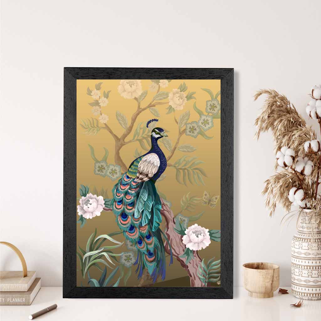 Modern Colourful Japanese Peacock Art Print | Wall Art Plaza