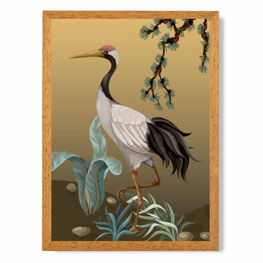 Modern Colourful Japanese Crane No 2 Art Print | Wall Art Plaza