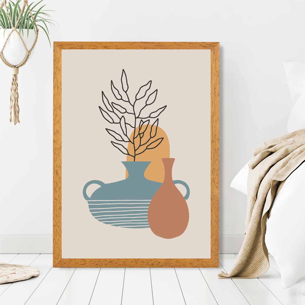 Boho Home Beige, Terracotta Floral No 6 Art Print | Wall Art Plaza