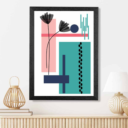 Quirky Geometric Pink, Blue Floral No 1 Art Print | Wall Art Plaza