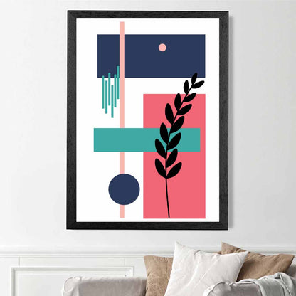 Quirky Geometric Pink, Blue Floral No 2 Art Print | Wall Art Plaza