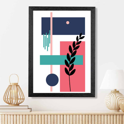 Quirky Geometric Pink, Blue Floral No 2 Art Print | Wall Art Plaza