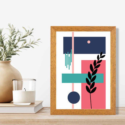 Quirky Geometric Pink, Blue Floral No 2 Art Print | Wall Art Plaza