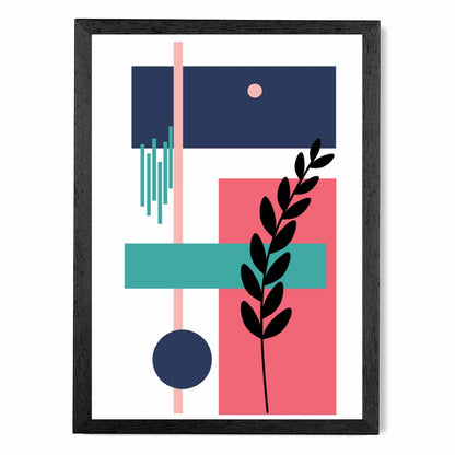 Quirky Geometric Pink, Blue Floral No 2 Art Print | Wall Art Plaza