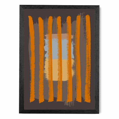 Modern Abstract Grey, Orange Stripes Art Print | Wall Art Plaza