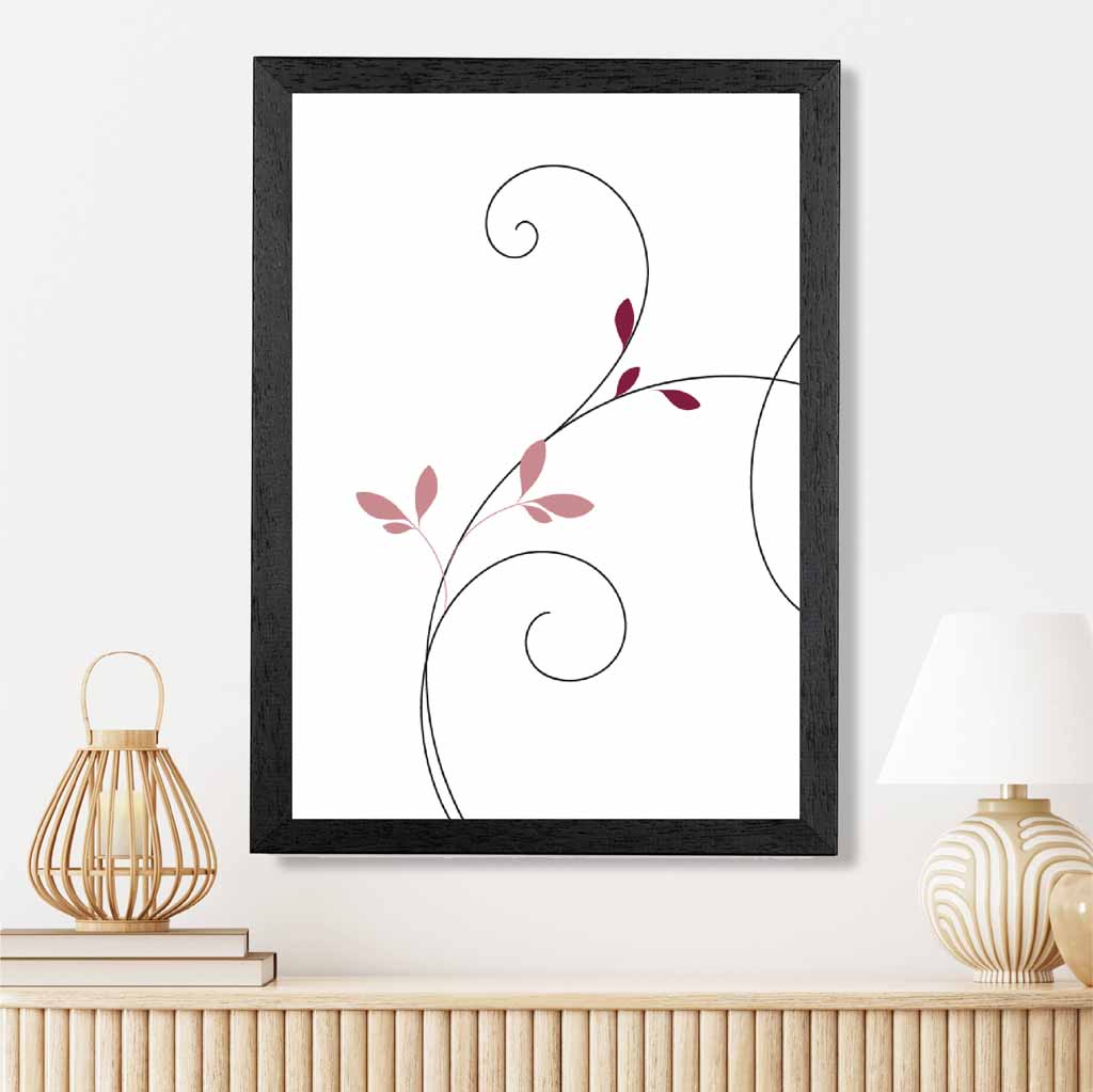 Simple Botanical Pink Floral No 1 Art Print | Wall Art Plaza