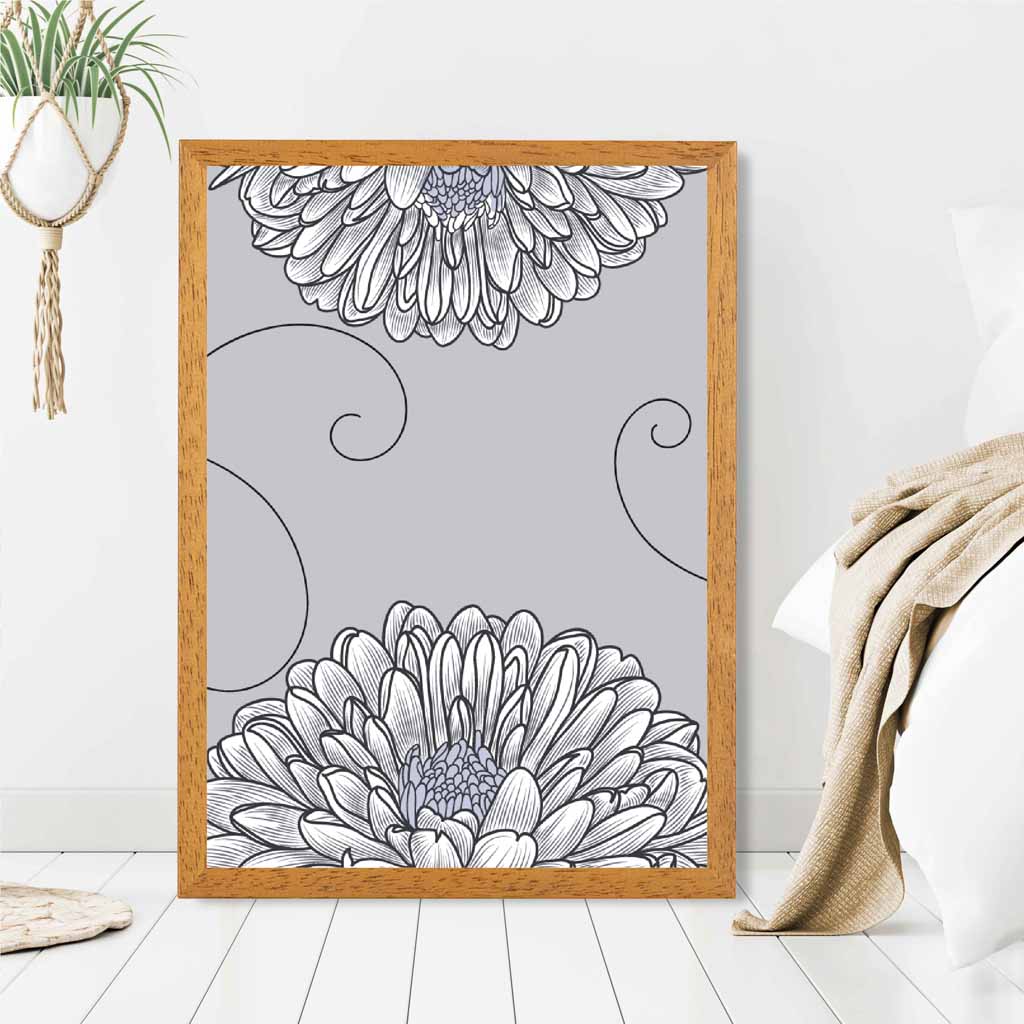 Simple Botanical Grey Floral No 2 Art Print | Wall Art Plaza