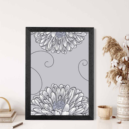 Simple Botanical Grey Floral No 2 Art Print | Wall Art Plaza