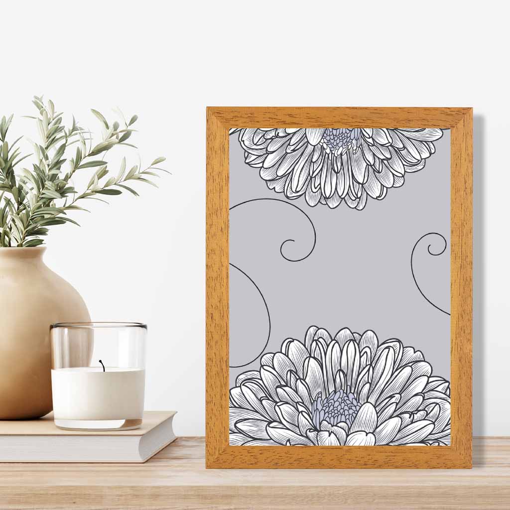 Simple Botanical Grey Floral No 2 Art Print | Wall Art Plaza