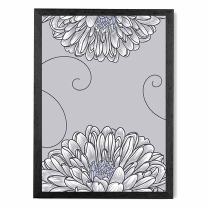 Simple Botanical Grey Floral No 2 Art Print | Wall Art Plaza