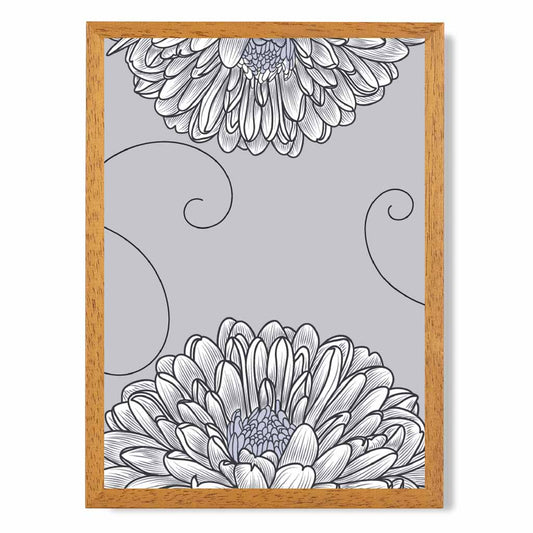 Simple Botanical Grey Floral No 2 Art Print | Wall Art Plaza