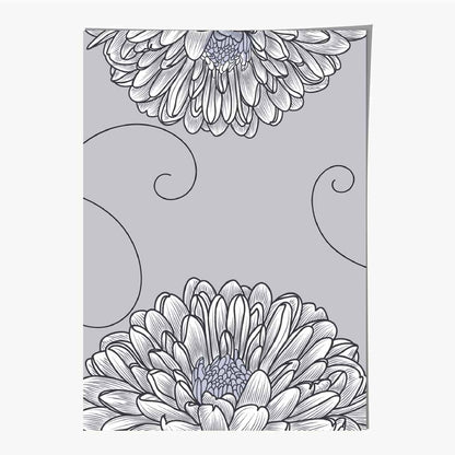 Simple Botanical Grey Floral No 2 Art Print | Wall Art Plaza