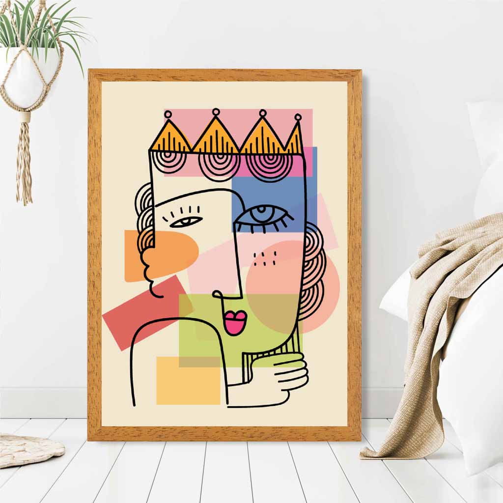 Abstract Illustration Bright, Colourful Face No 1 Art Print | Wall Art Plaza