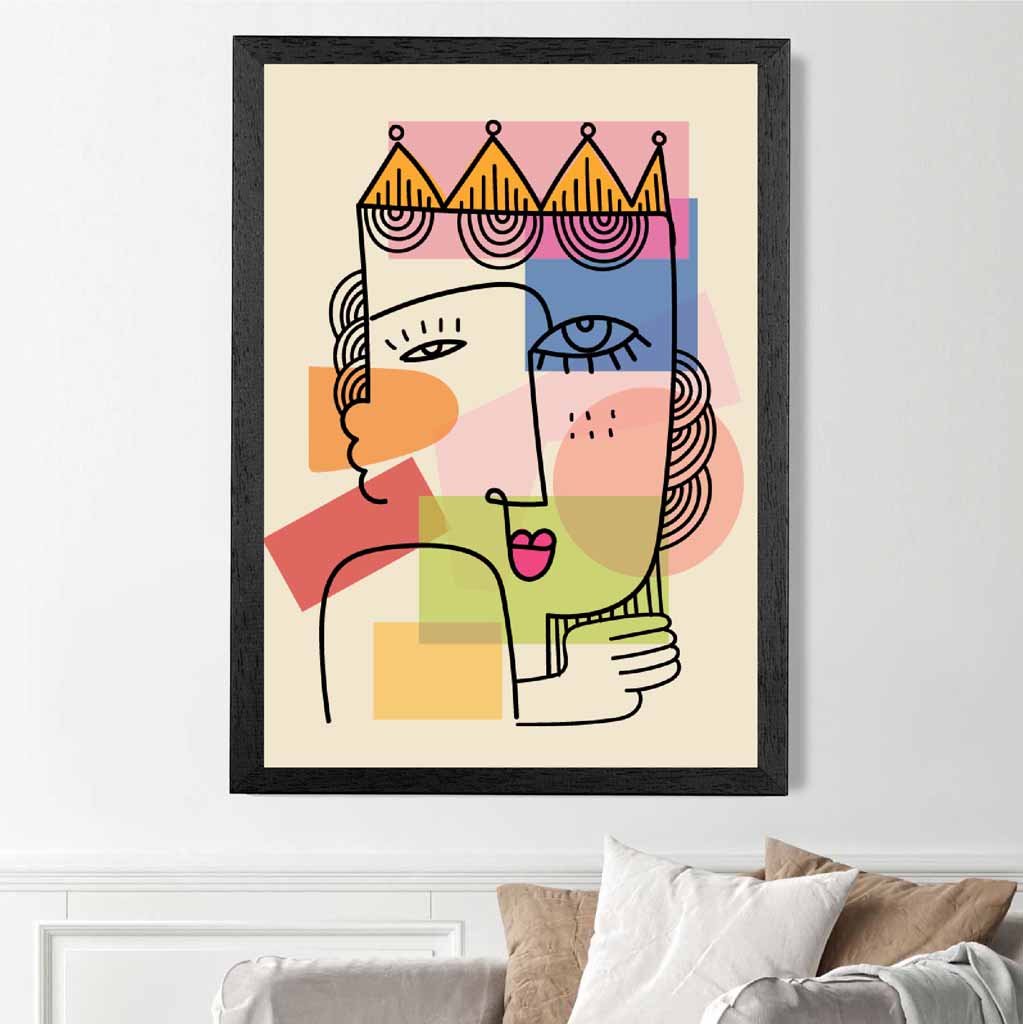 Abstract Illustration Bright, Colourful Face No 1 Art Print | Wall Art Plaza