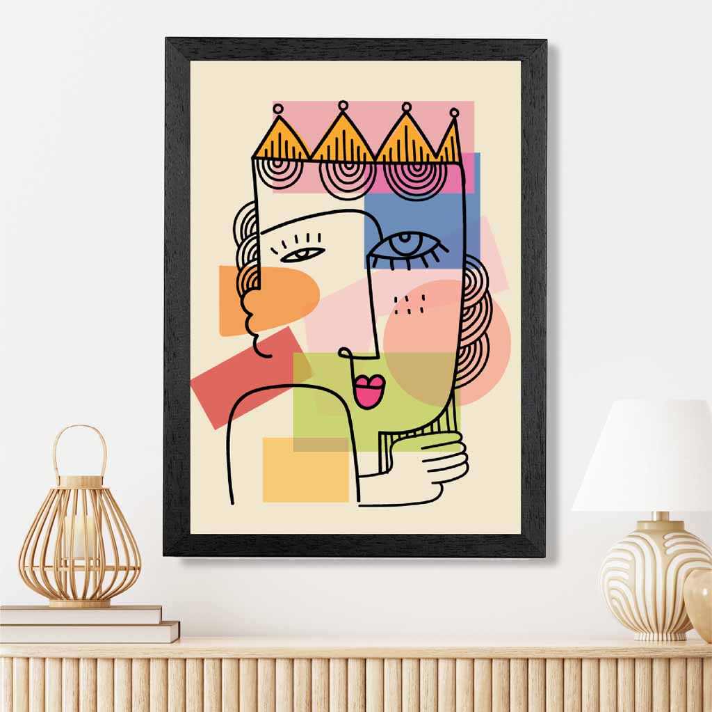 Abstract Illustration Bright, Colourful Face No 1 Art Print | Wall Art Plaza