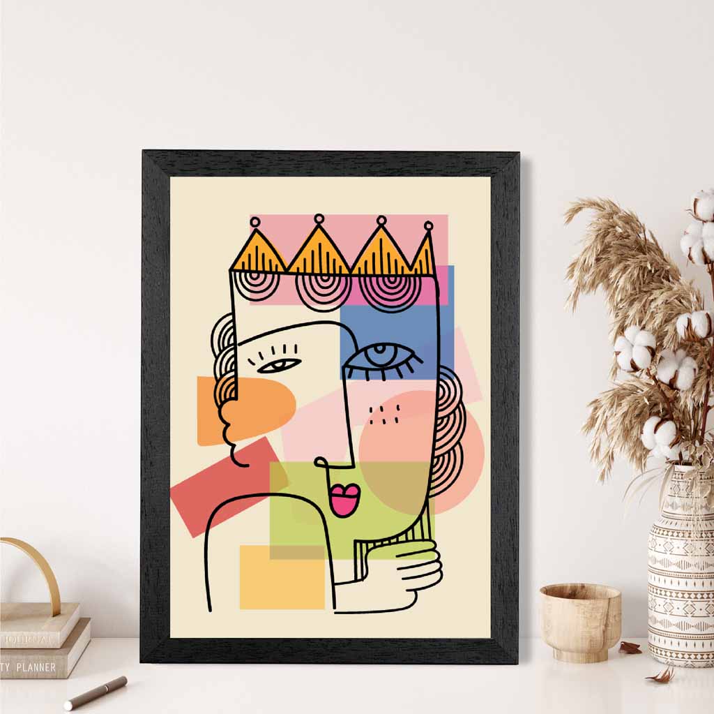 Abstract Illustration Bright, Colourful Face No 1 Art Print | Wall Art Plaza