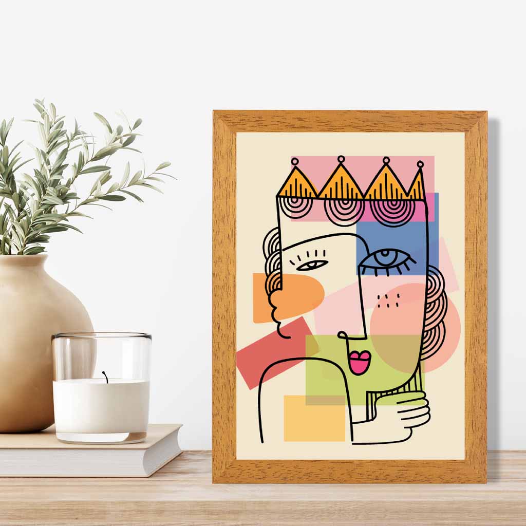 Abstract Illustration Bright, Colourful Face No 1 Art Print | Wall Art Plaza