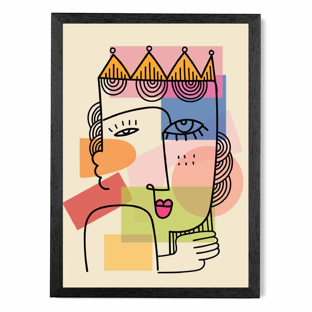 Abstract Illustration Bright, Colourful Face No 1 Art Print | Wall Art Plaza