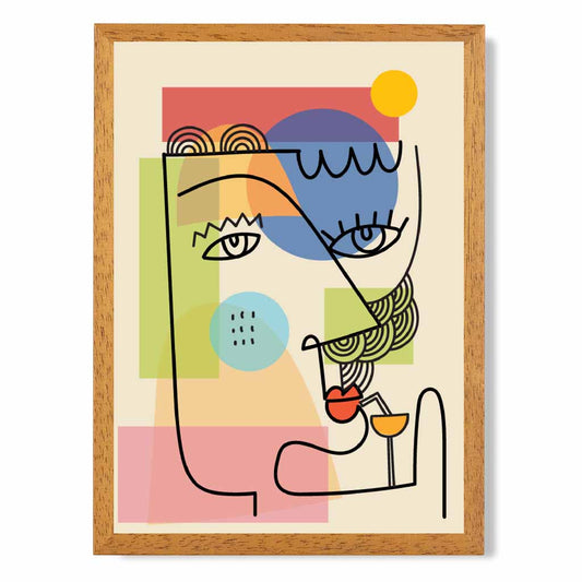 Abstract Illustration Bright, Colourful Face No 2 Art Print | Wall Art Plaza