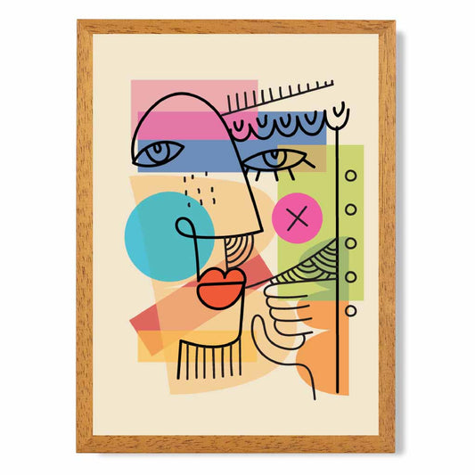 Abstract Illustration Bright, Colourful Face No 3 Art Print | Wall Art Plaza