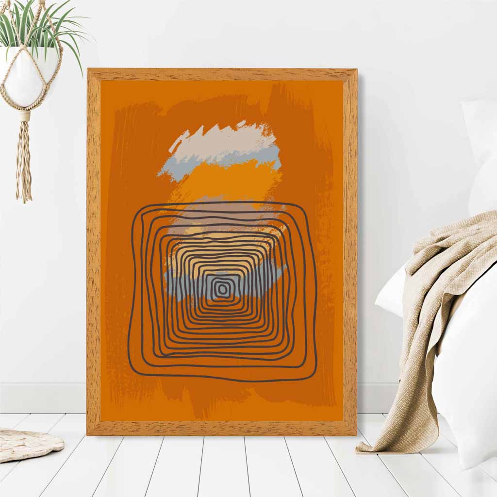 Modern Abstract Terracotta, Grey Line Art Art Print | Wall Art Plaza