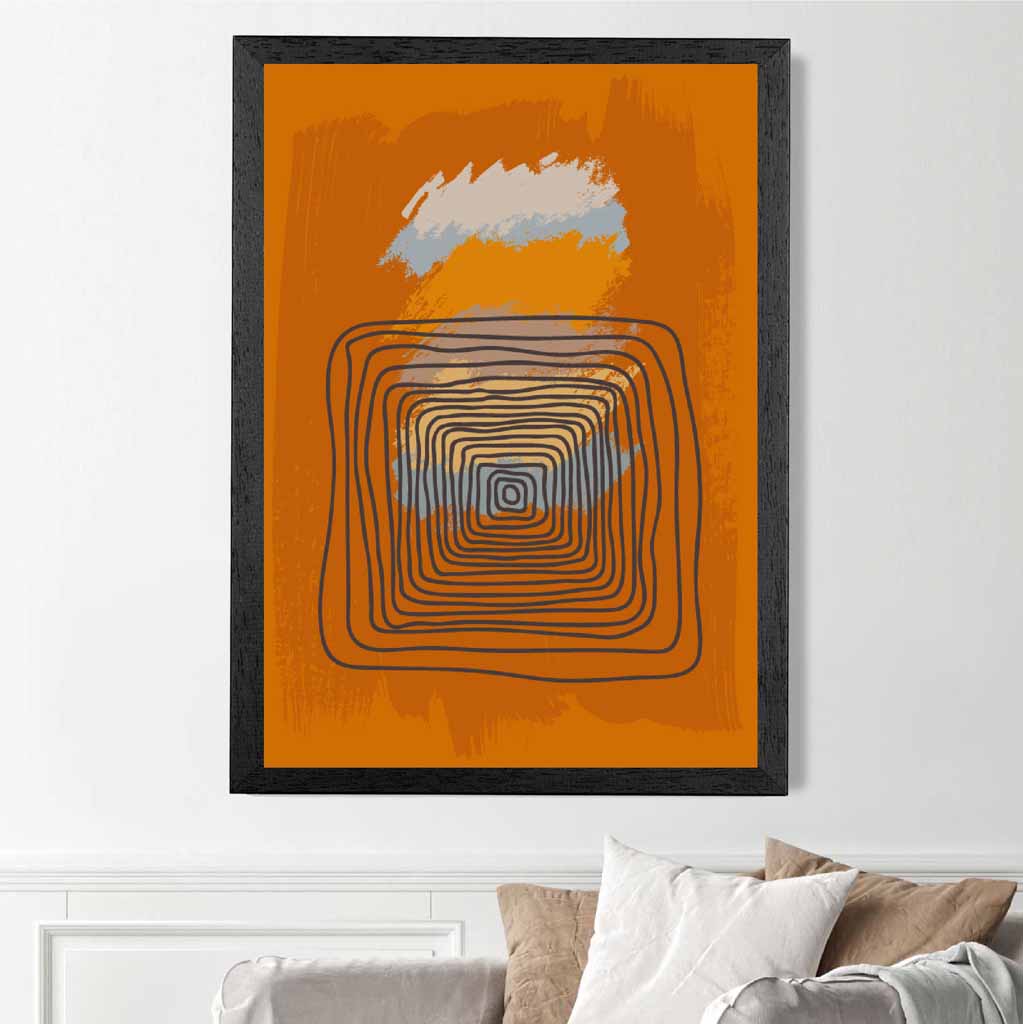 Modern Abstract Terracotta, Grey Line Art Art Print | Wall Art Plaza