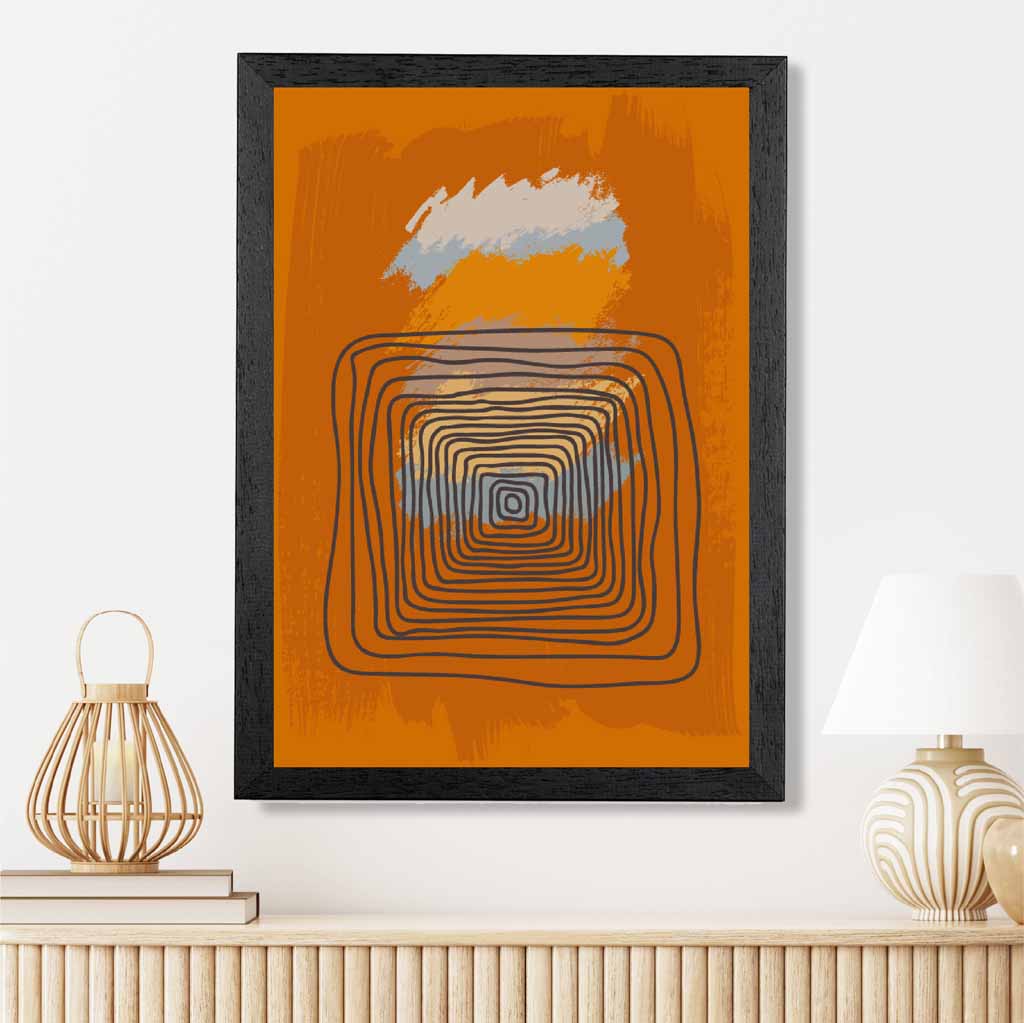 Modern Abstract Terracotta, Grey Line Art Art Print | Wall Art Plaza