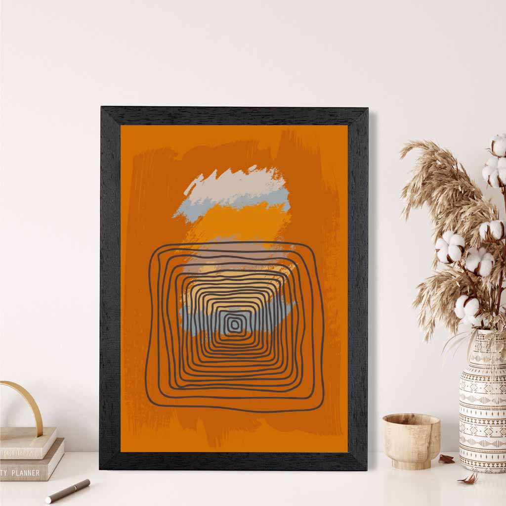 Modern Abstract Terracotta, Grey Line Art Art Print | Wall Art Plaza