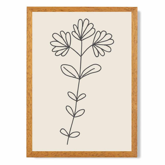 Sketch Beige, Black Floral No 3 Art Print | Wall Art Plaza