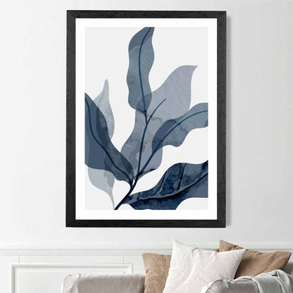 Abstract Painted Blue Leaves No 1 Art Print | Wall Art Plaza