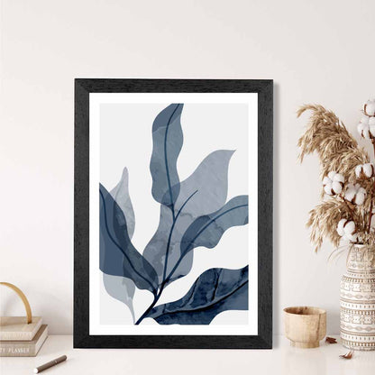 Abstract Painted Blue Leaves No 1 Art Print | Wall Art Plaza