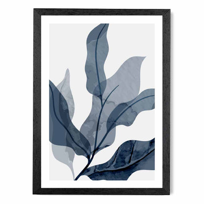 Abstract Painted Blue Leaves No 1 Art Print | Wall Art Plaza