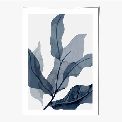 Abstract Painted Blue Leaves No 1 Art Print | Wall Art Plaza