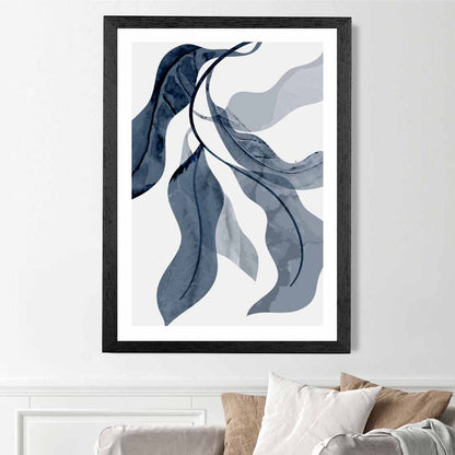 Abstract Painted Navy Leaves No 2 Art Print | Wall Art Plaza