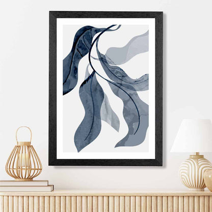 Abstract Painted Navy Leaves No 2 Art Print | Wall Art Plaza