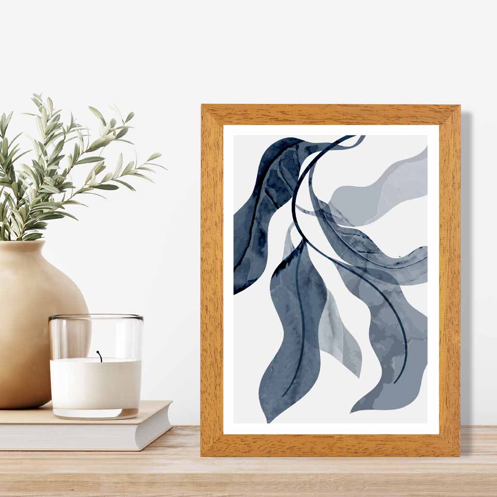 Abstract Painted Navy Leaves No 2 Art Print | Wall Art Plaza