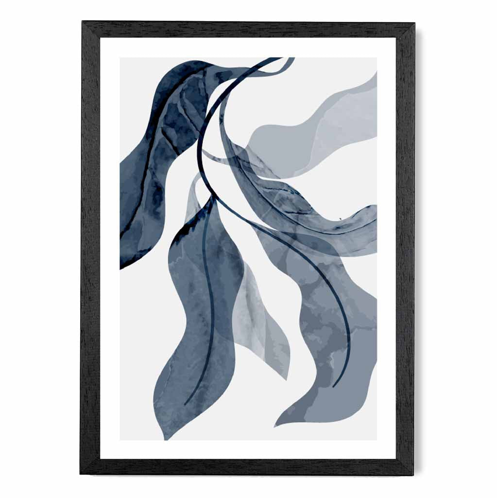 Abstract Painted Navy Leaves No 2 Art Print | Wall Art Plaza