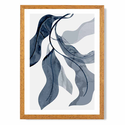 Abstract Painted Navy Leaves No 2 Art Print | Wall Art Plaza