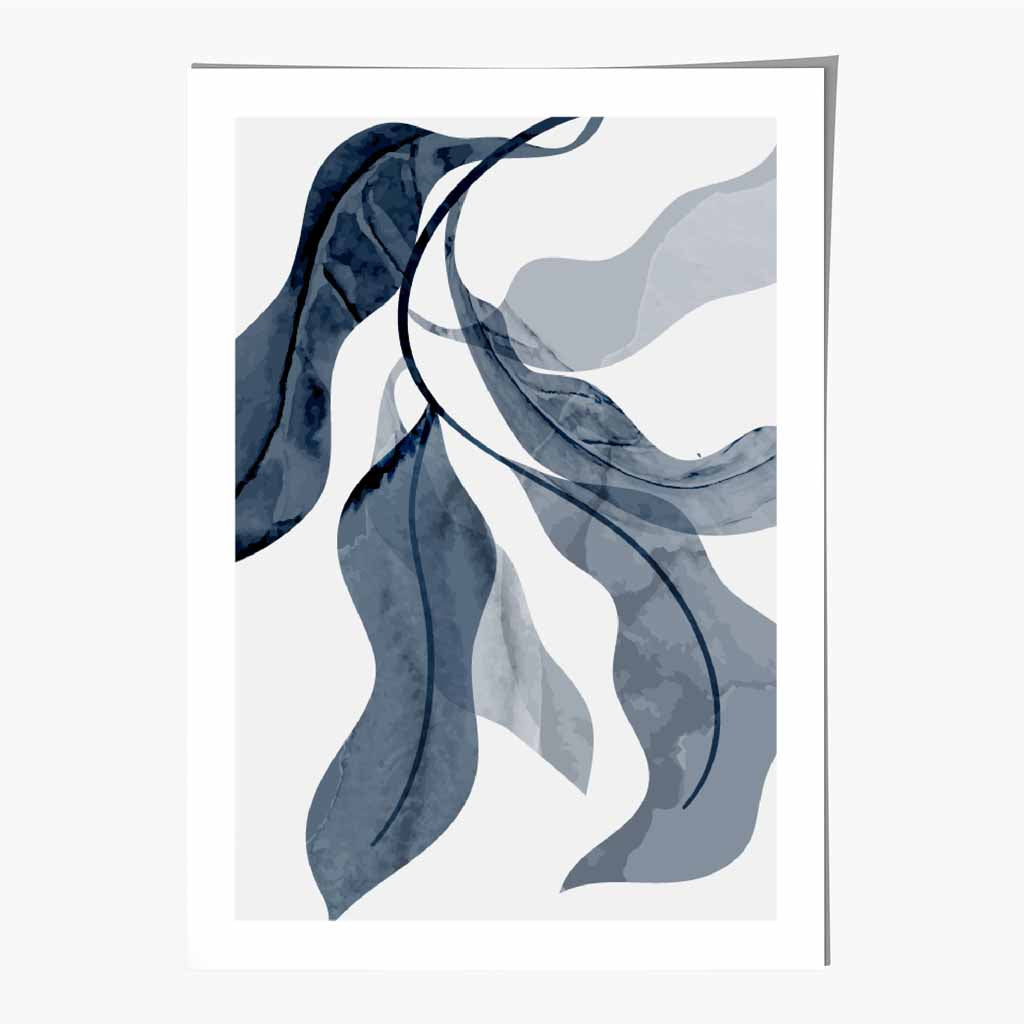 Abstract Painted Navy Leaves No 2 Art Print | Wall Art Plaza